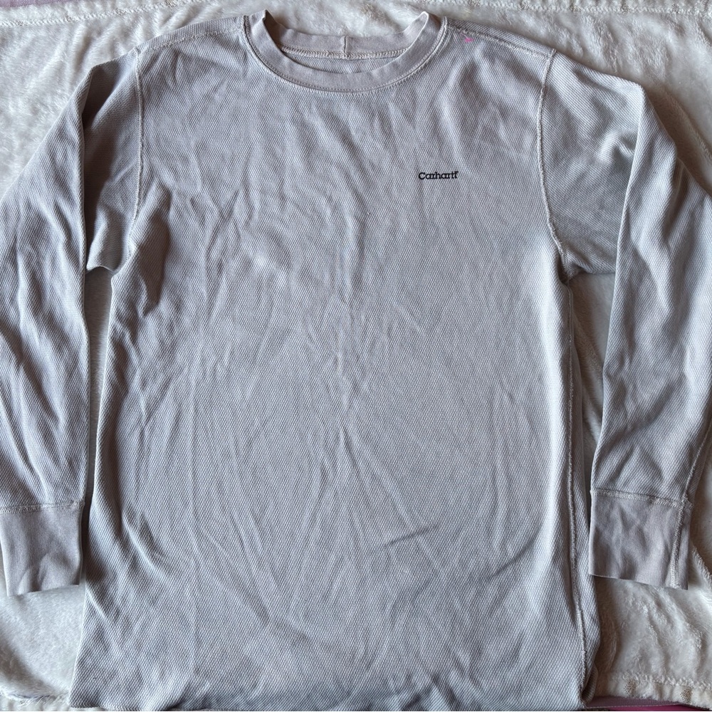 Carhartt Men's Light Gray waffle Knit Long Sleeve Tee